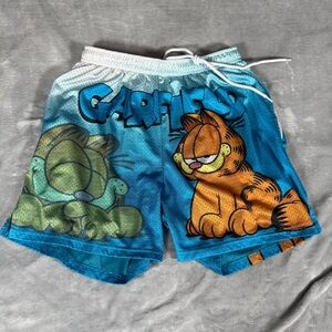 Chalk Line Garfield Cartoon Graphic Mesh Shorts Mens M (Estimated) 4.5” Blue